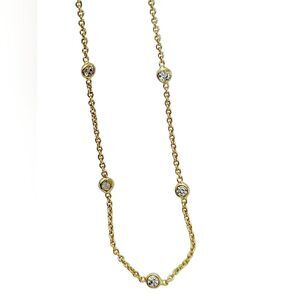 17.5" 925 Italy Gold overlay Necklace with 5 stones